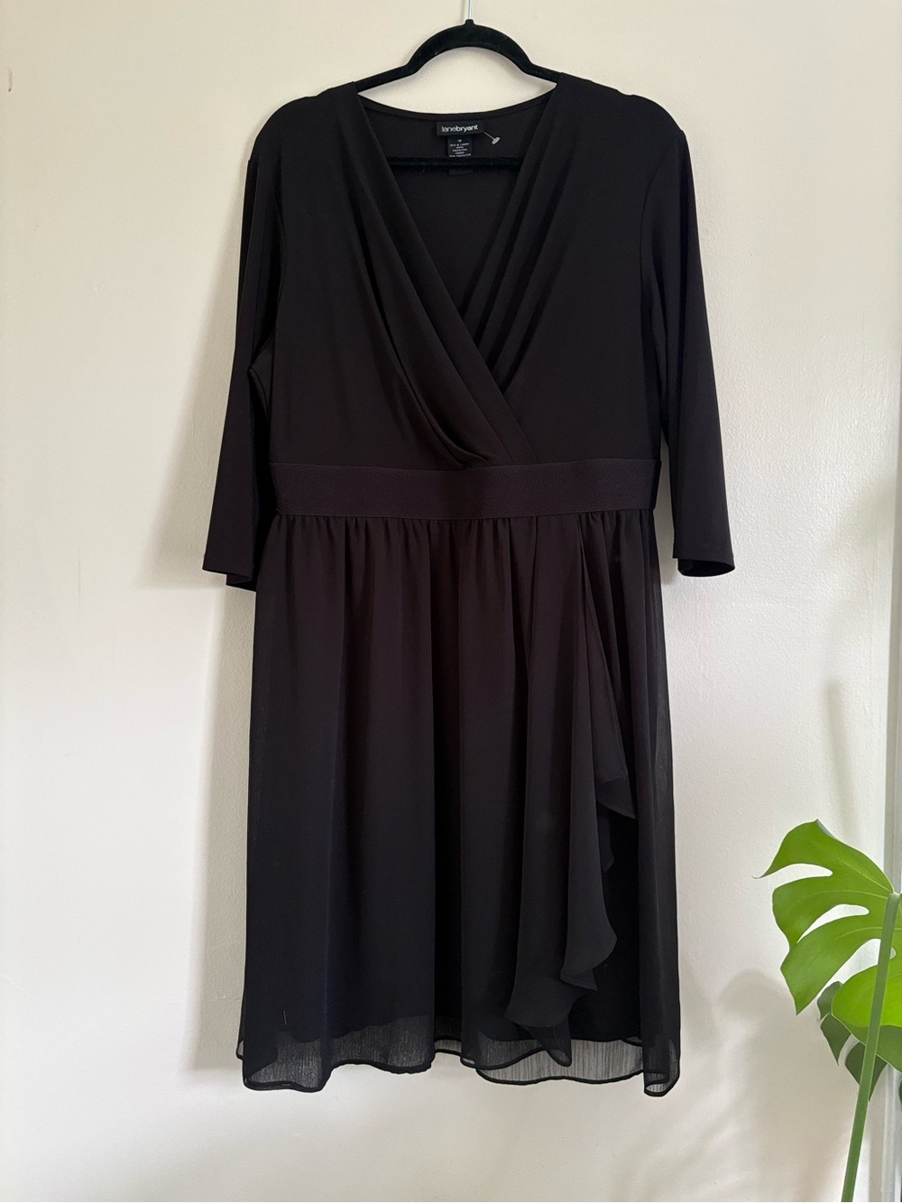Lane Bryant Black Wrap-Style Midi Dress Size 18